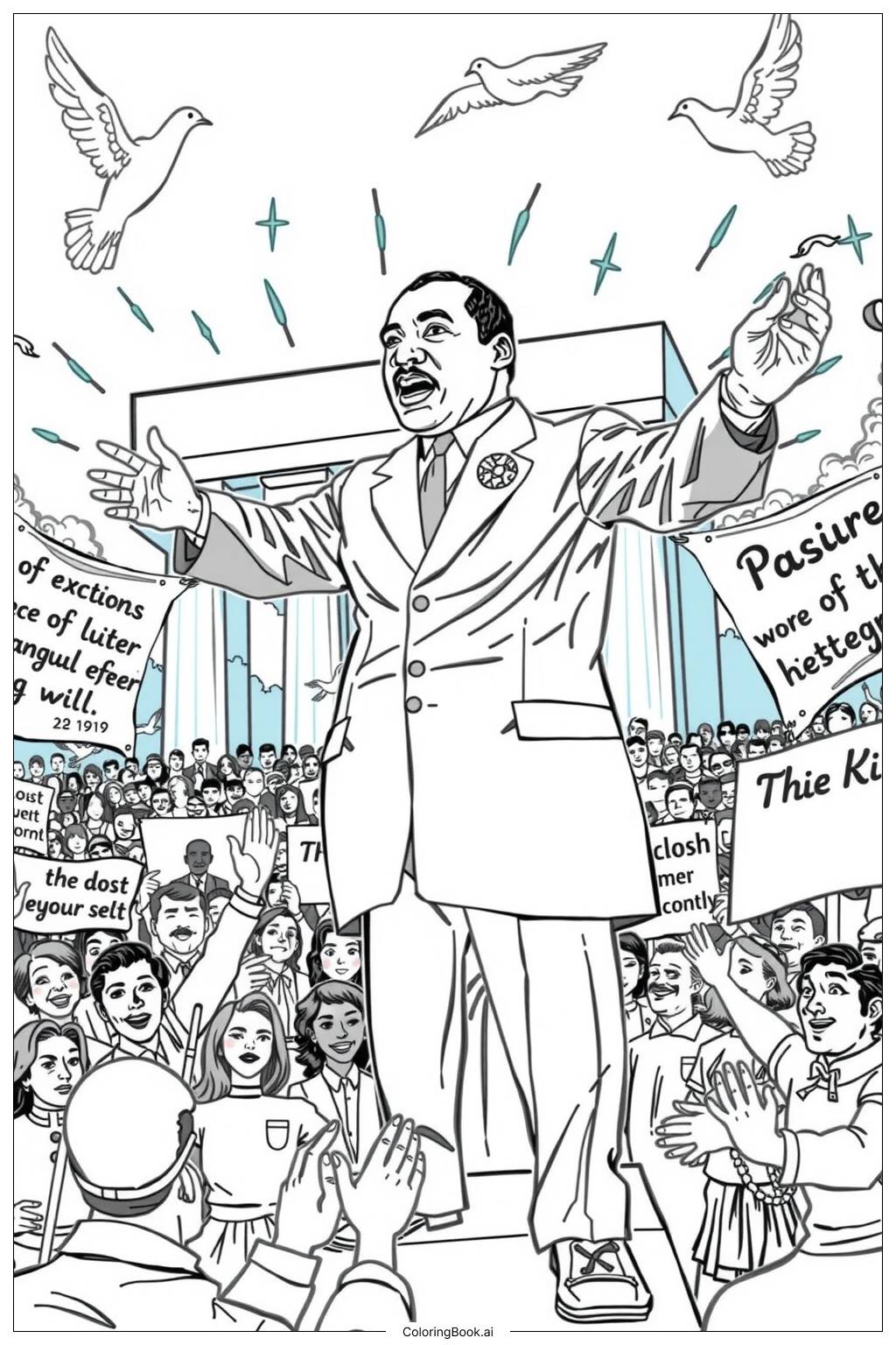  martin luther king's Vision for a United Future Coloring Page 