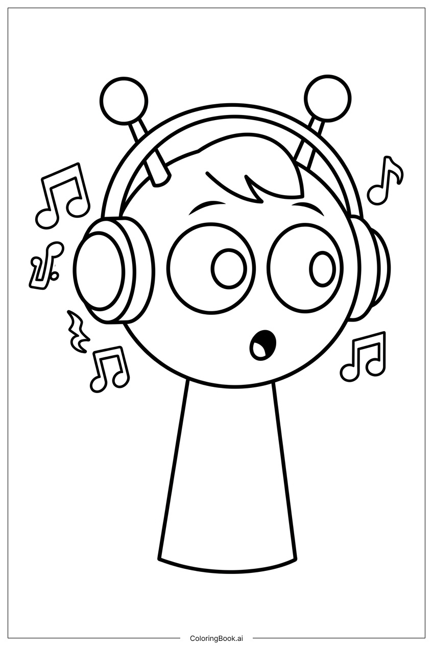 Page de coloriage Sprunki Surpris par les Notes Dansantes