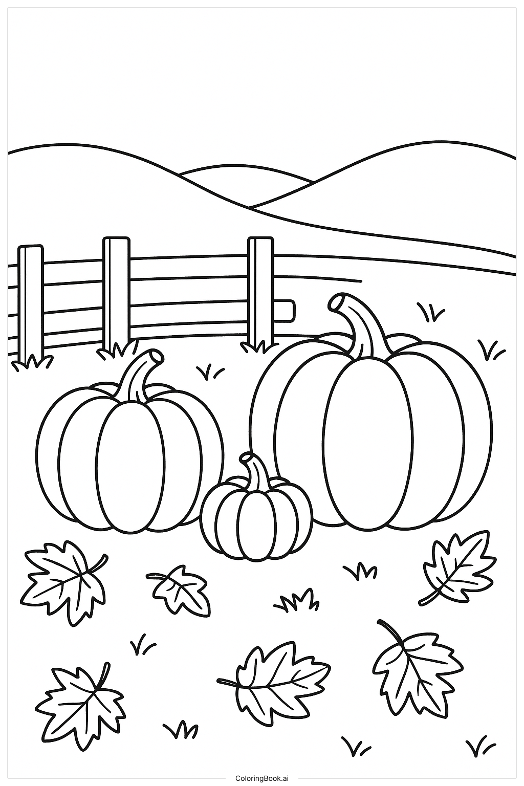  Herbstliches Kürbisfeld Ausmalseite 