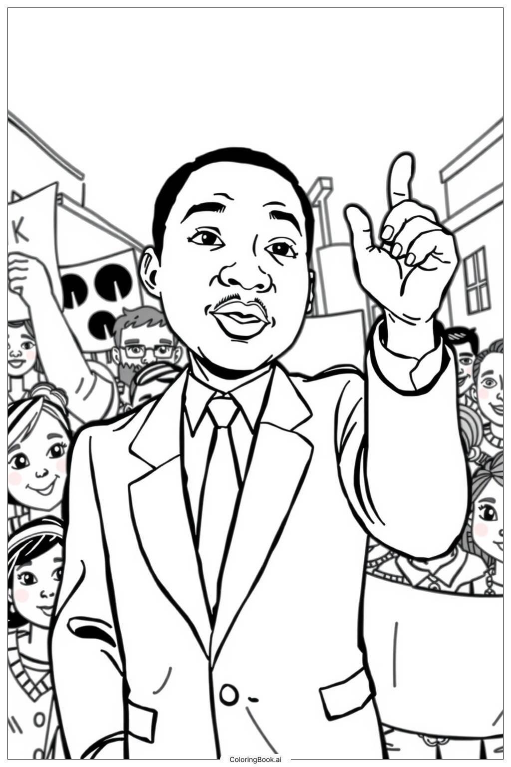  martin luther king Leading a Peaceful Demonstration Coloring Page 