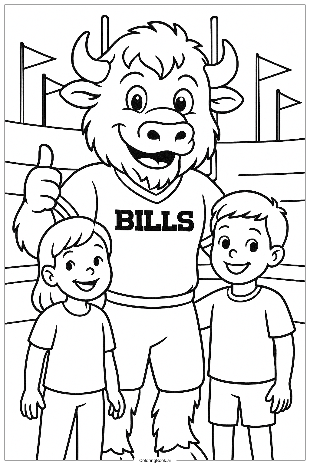 P gina De Colorir Mascote Do Buffalo Bills Posando Com F s PDF PNG 