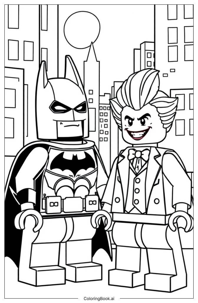  Trang tô màu Cuộc chiến giữa Lego Batman và Joker 