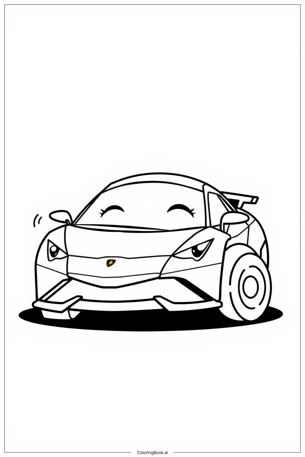  Page de coloriage Mignon Lamborghini en dessin animé 