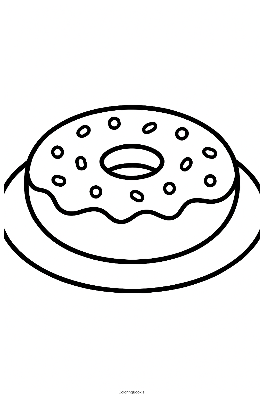  Donut Sitting On A Plate Coloring Page 