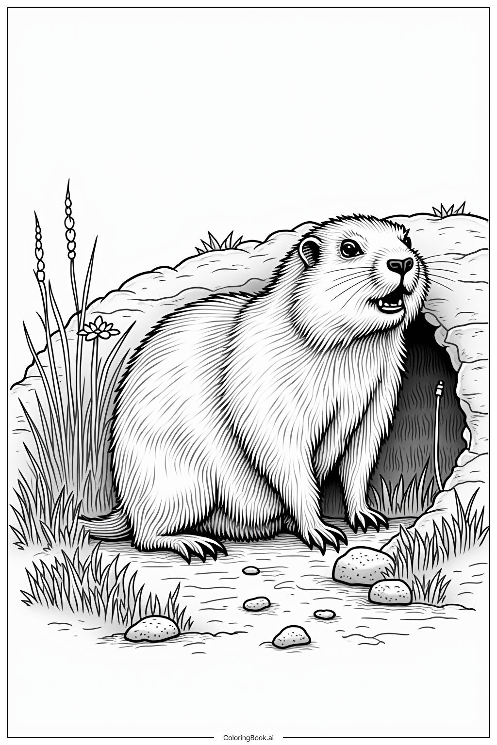  Ground Hog Standing on Hind Legs Coloring Page 