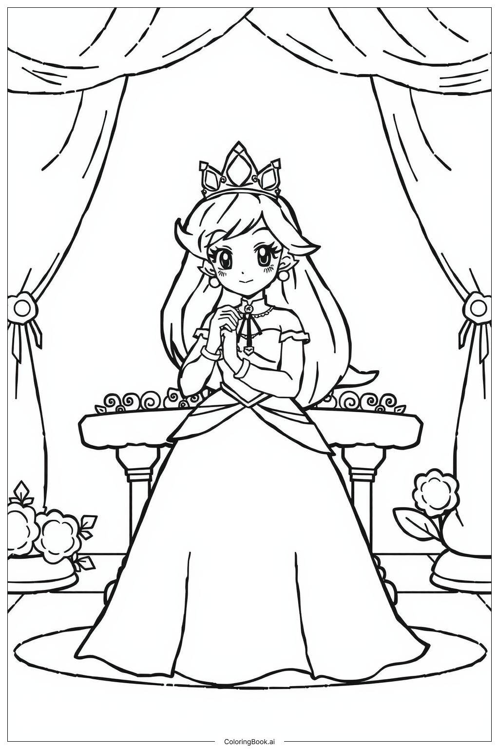  Princess Peach dancing at her royal wedding Coloring Page 