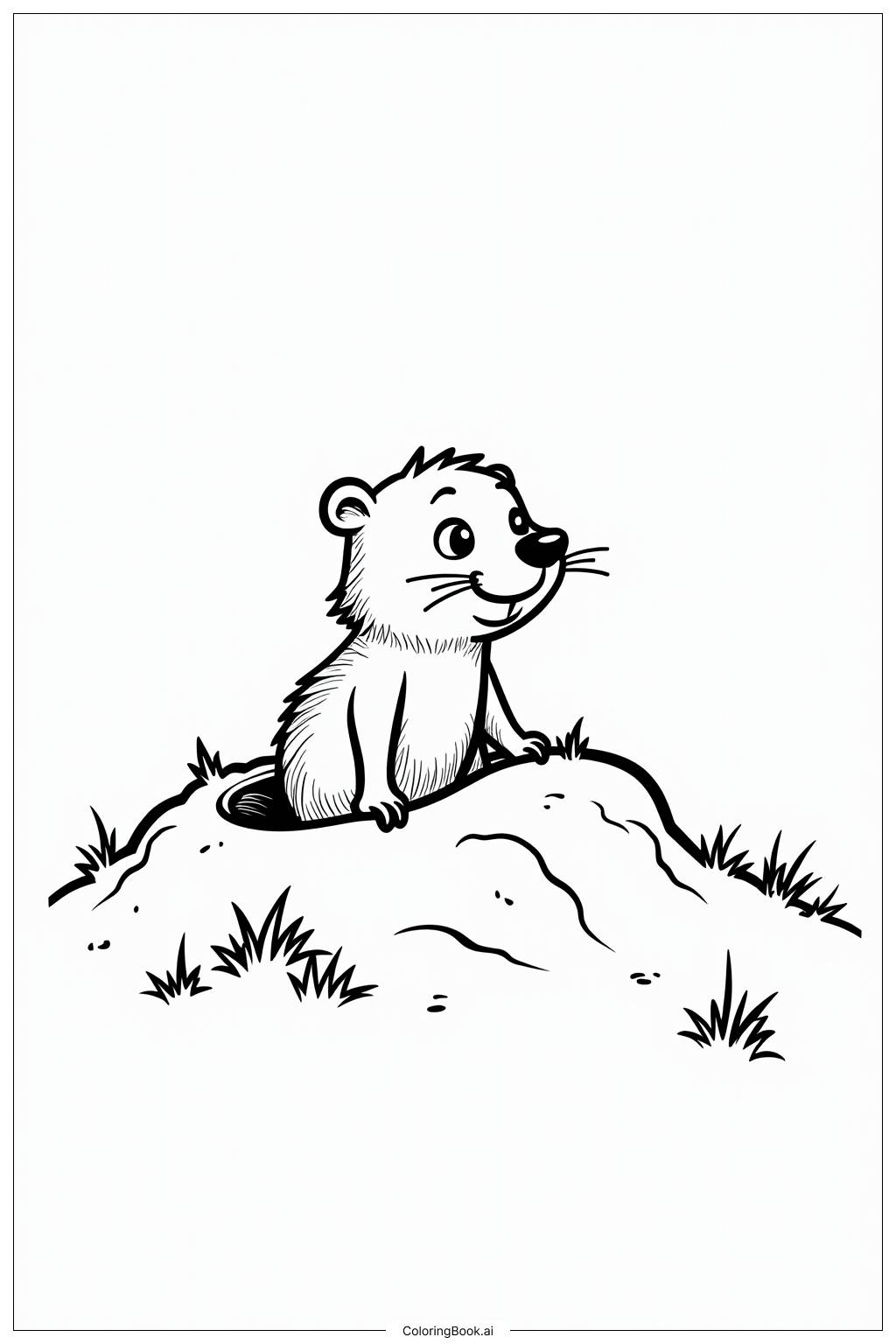  Page de coloriage Marmotte Émergeant le Jour de la Marmotte 