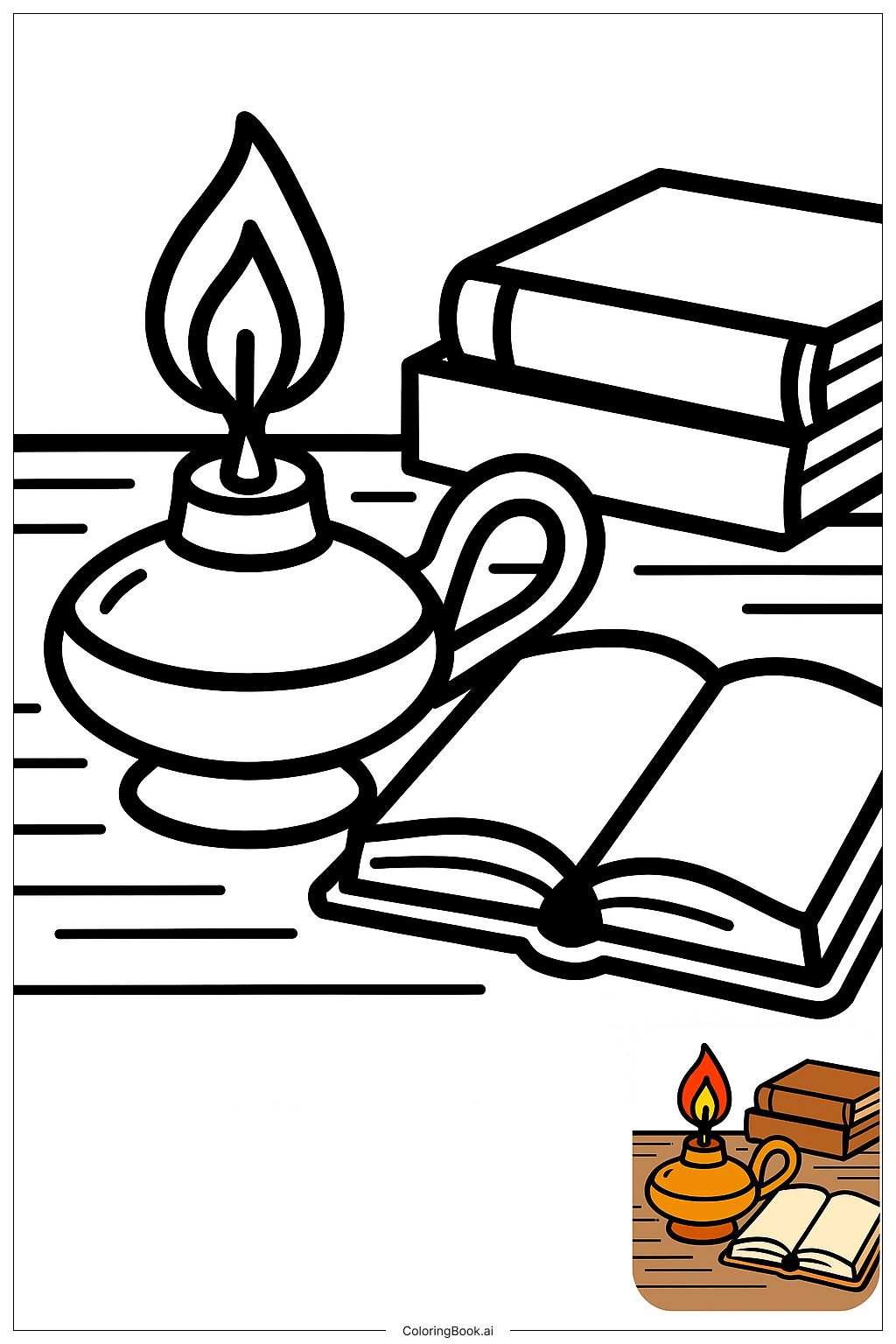  Página para colorear de Biblia Quemando Aceite de Lámpara 
