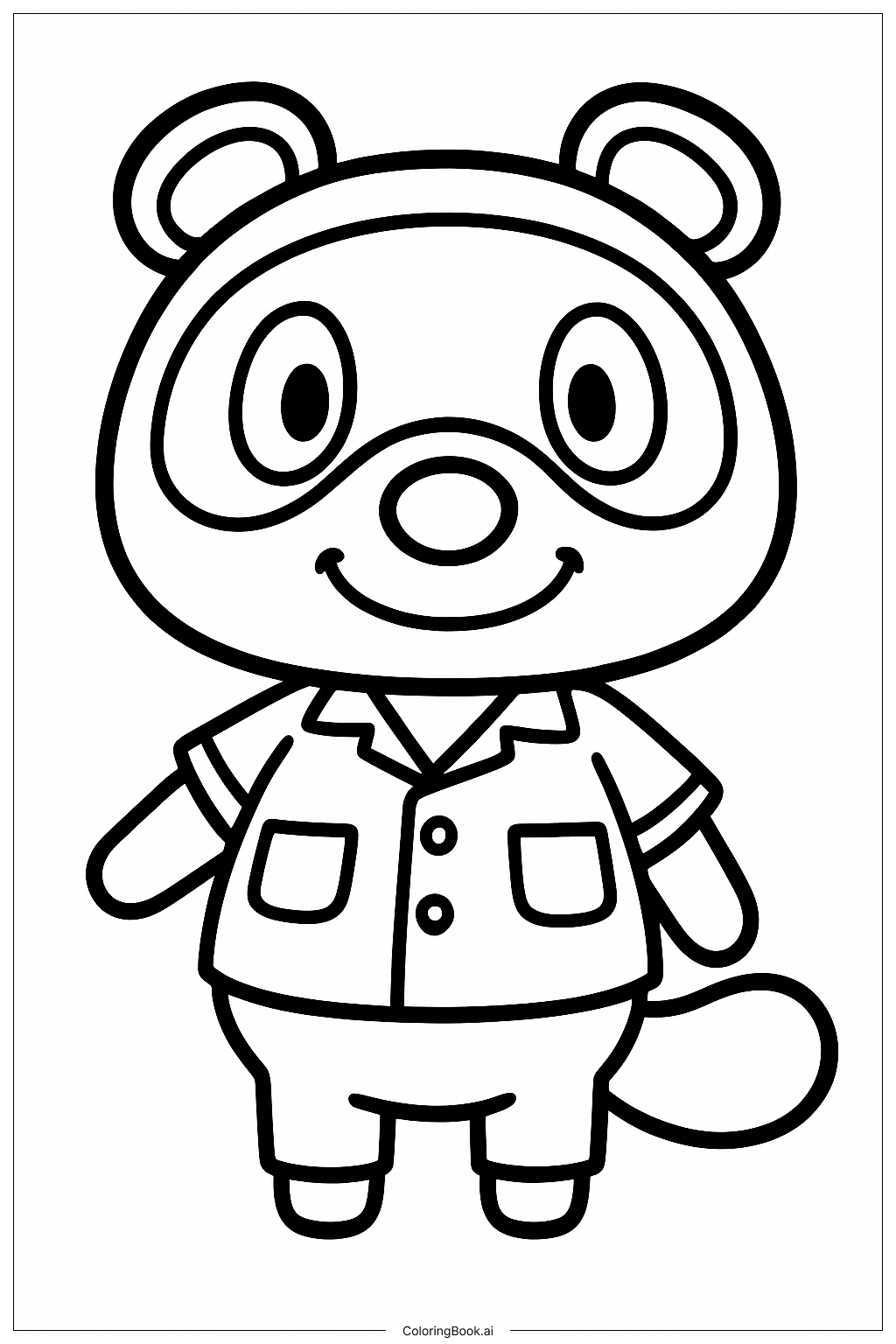  Animal Crossing Charakter Tom Nook lächelnd Ausmalseite 