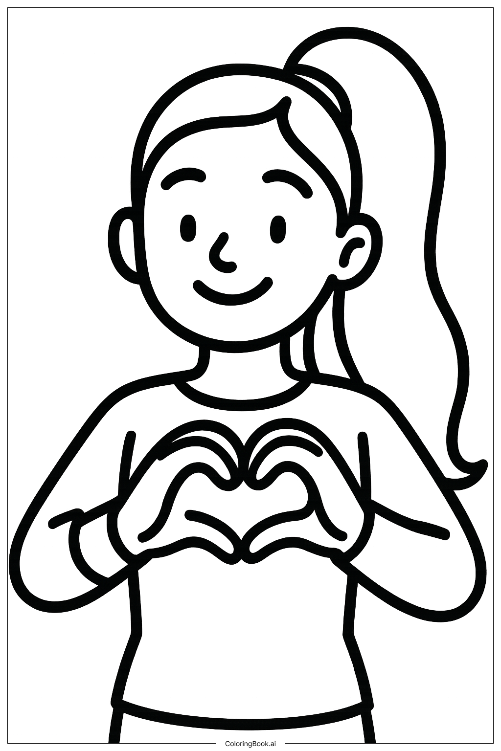  Página para colorear de Ariana Grande Haciendo un Corazón con las Manos 