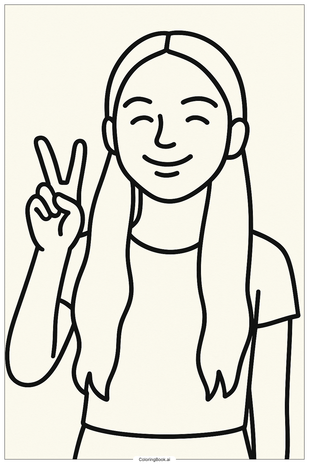 Olivia Rodrigo Making A Peace Sign Coloring Page 