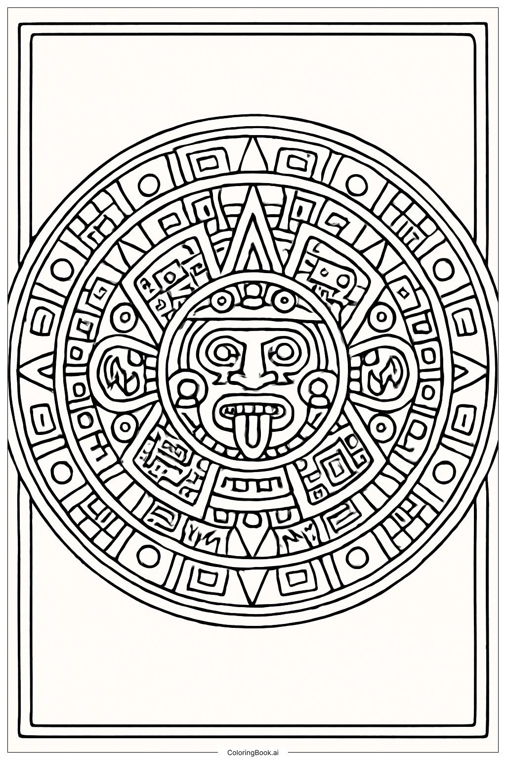  Ancient Aztec Calendar Mandala Coloring Page 