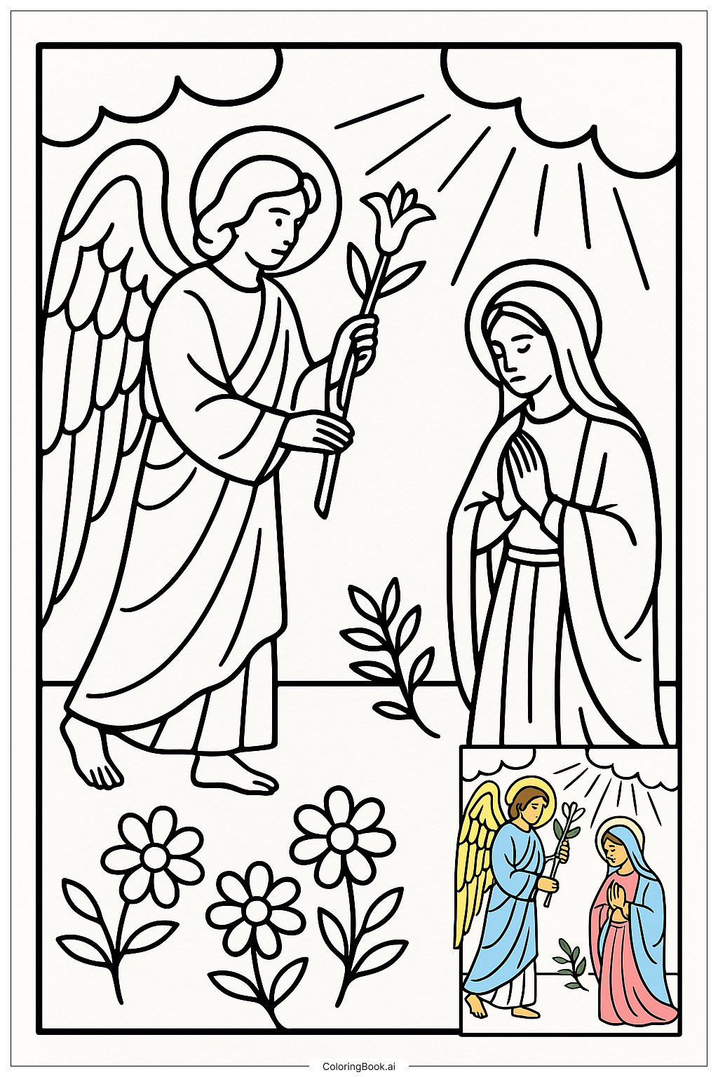  Bibel Gabriel kündigt Nachrichten an Ausmalseite 