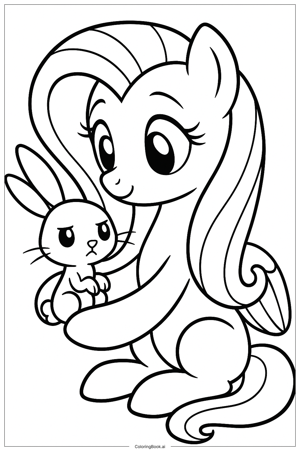  Trang tô màu Fluttershy và Angel Bunny 