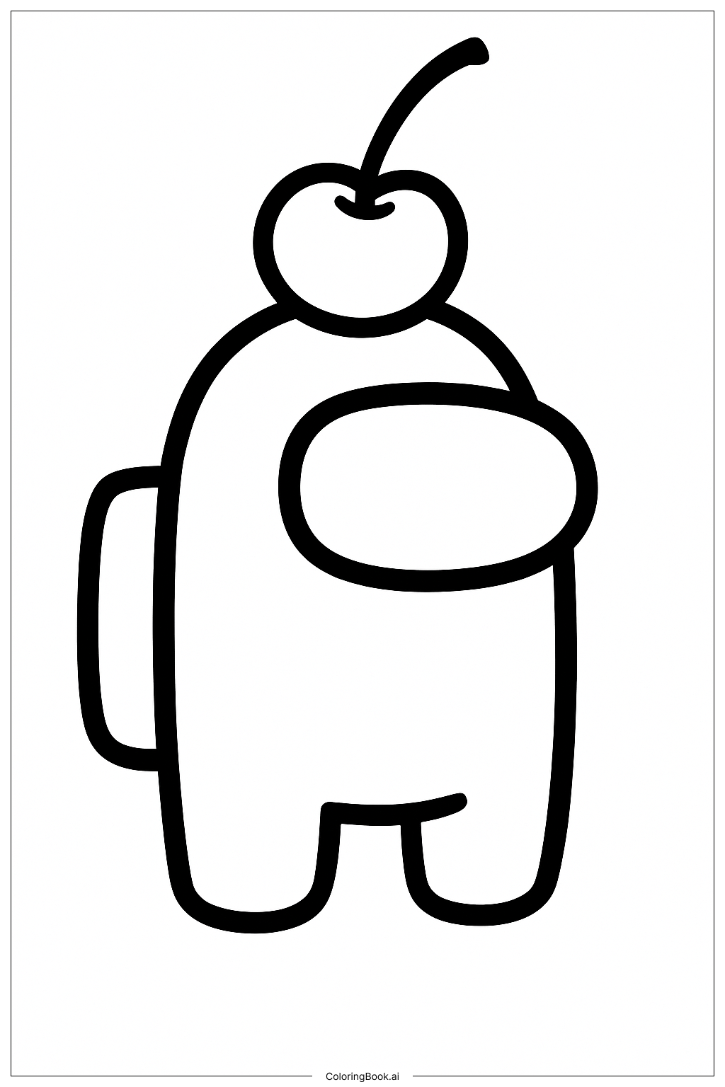  Among Us Character With A Cherry On Top Coloring Page 