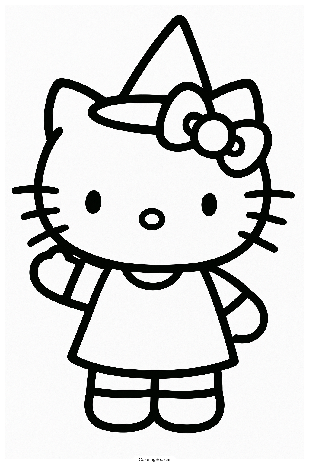  Trang tô màu Hello Kitty Vẫy Tay Dịp Halloween 