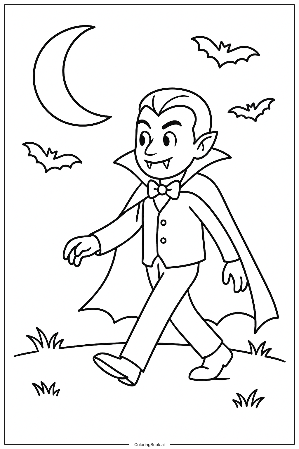  Page de coloriage Vampire marchant au clair de lune 