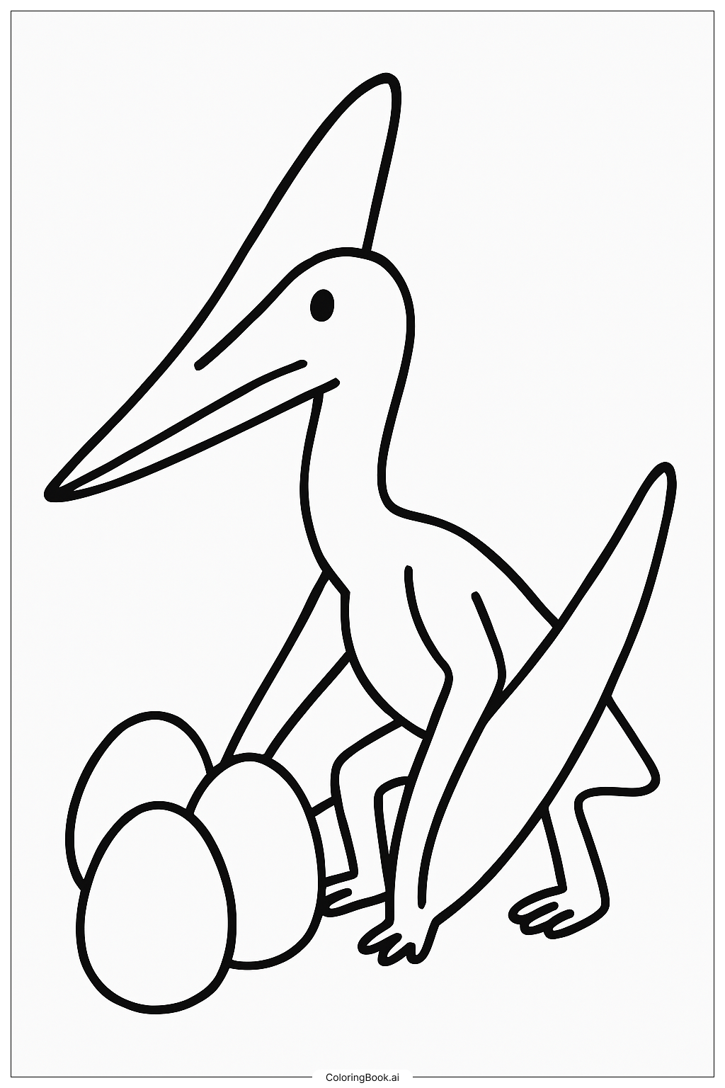  Página para colorir de Quetzalcoatlus Protegendo Seus Ovos 