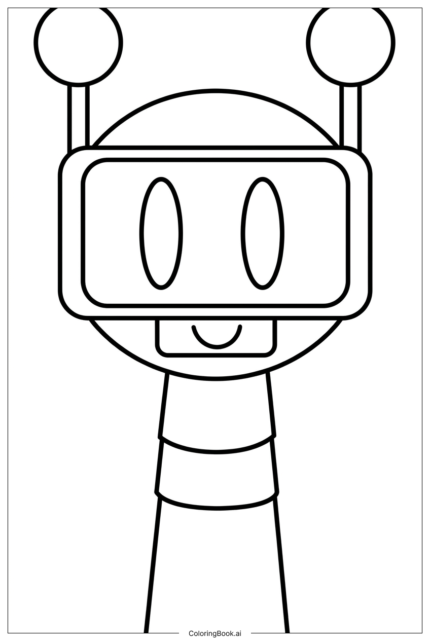 Page de coloriage Sprunki TV-Bot Souriant Prêt à Streamer