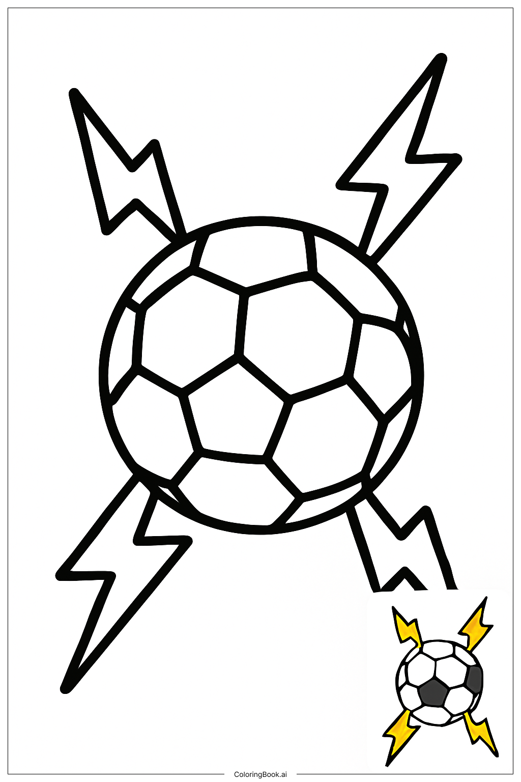  Page de coloriage Ballon de football avec des éclairs 