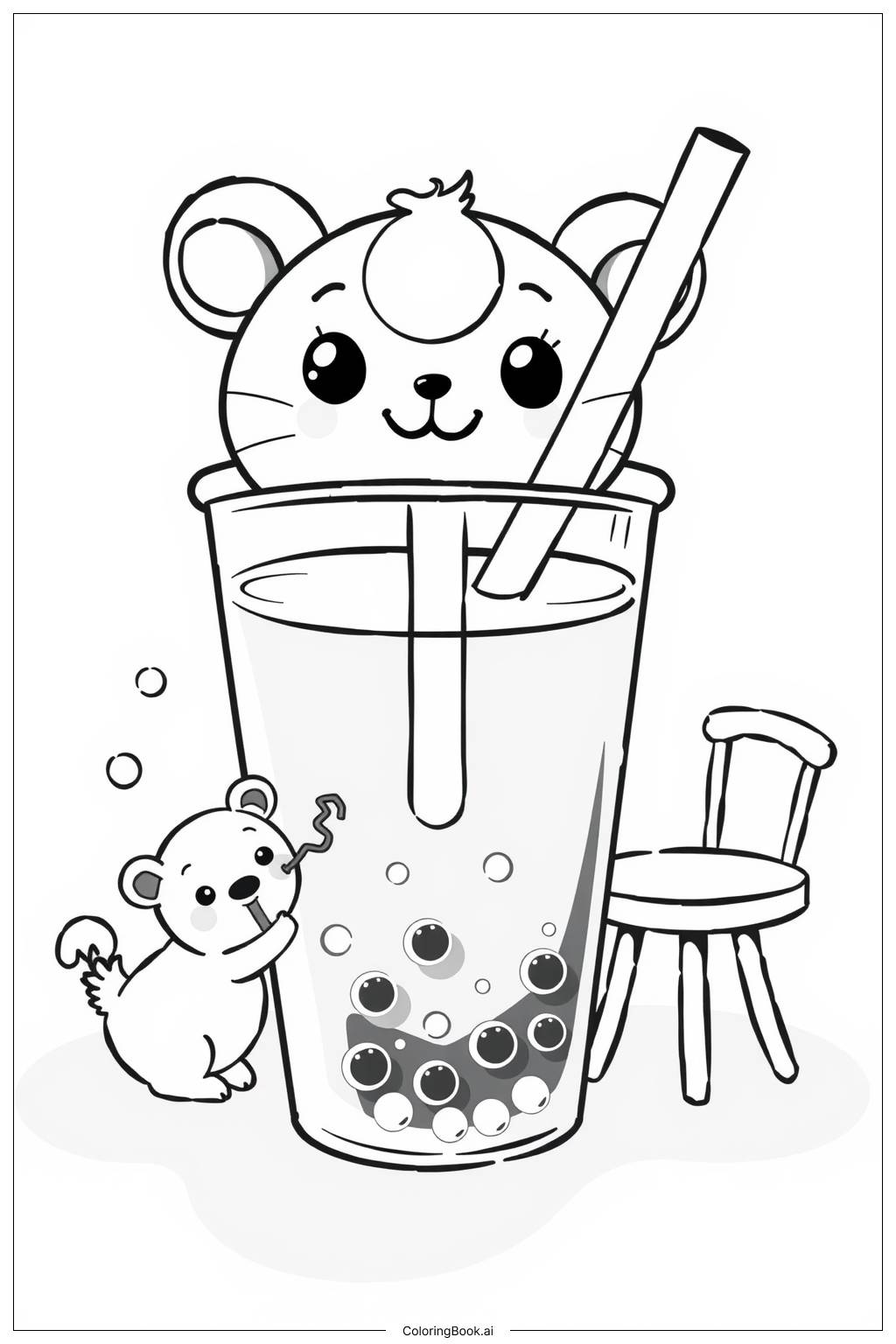  Cute Boba Squishmallow Coloring Page 