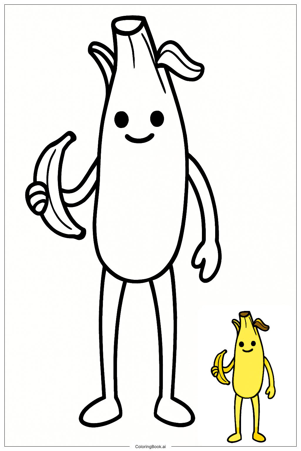  Fortnite Peely mit einer Banane Ausmalseite 