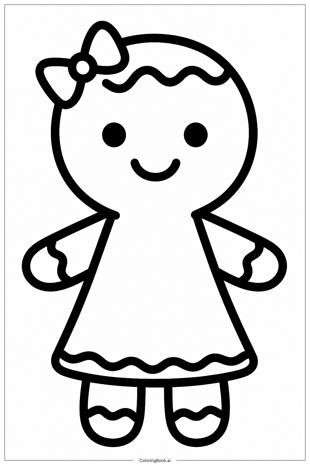  ジンジャーブレッドガールの肖像の塗り絵ページ 