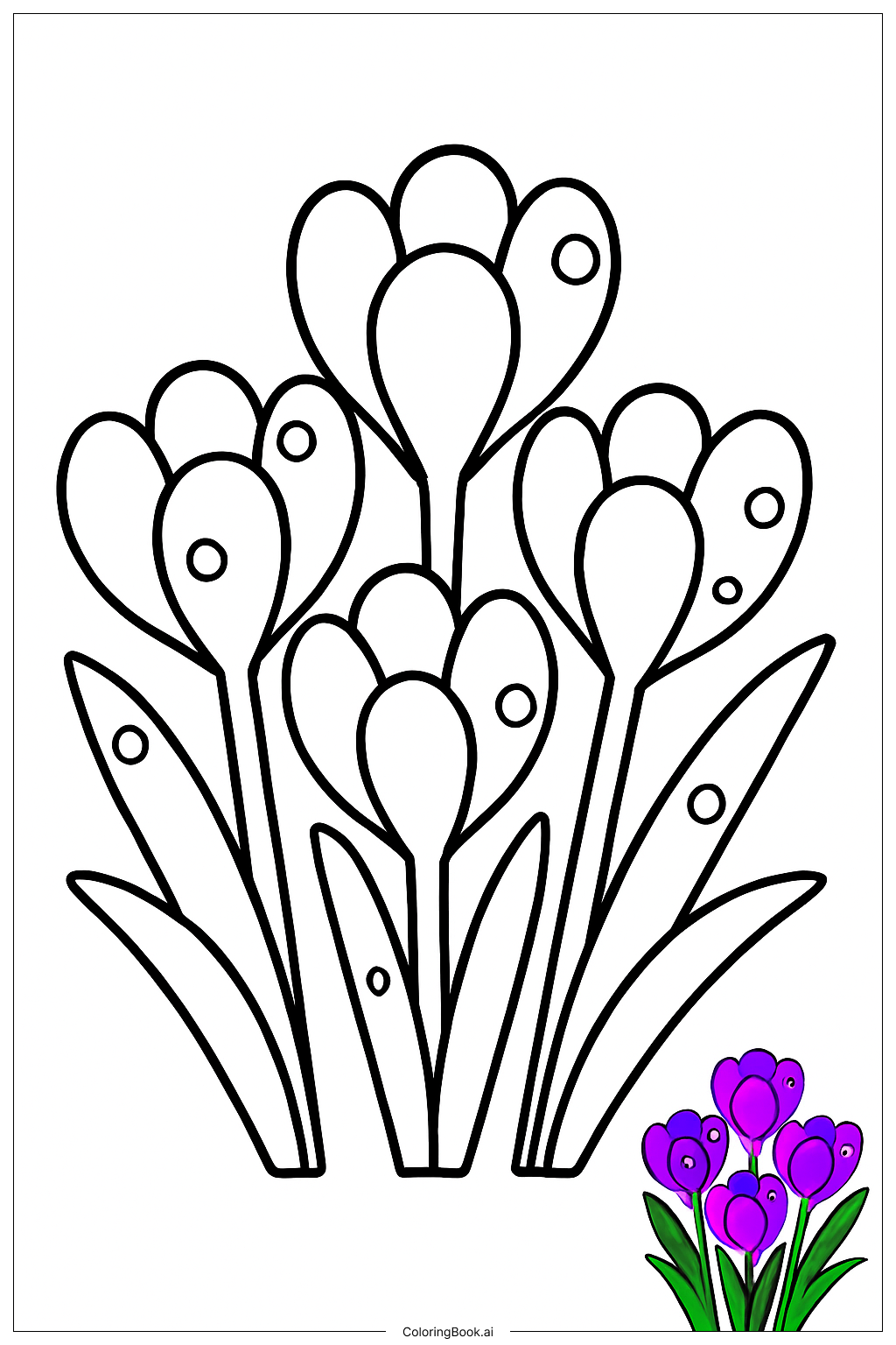  Spring Crocus Cluster With Dewdrops填色页 