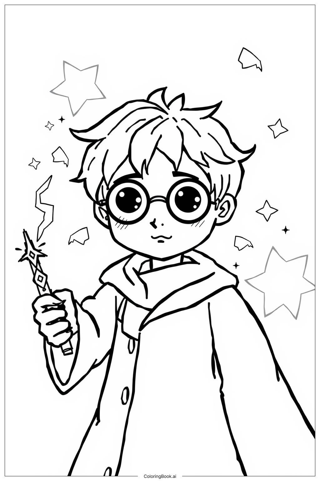  Page de coloriage harry potter avec une baguette 