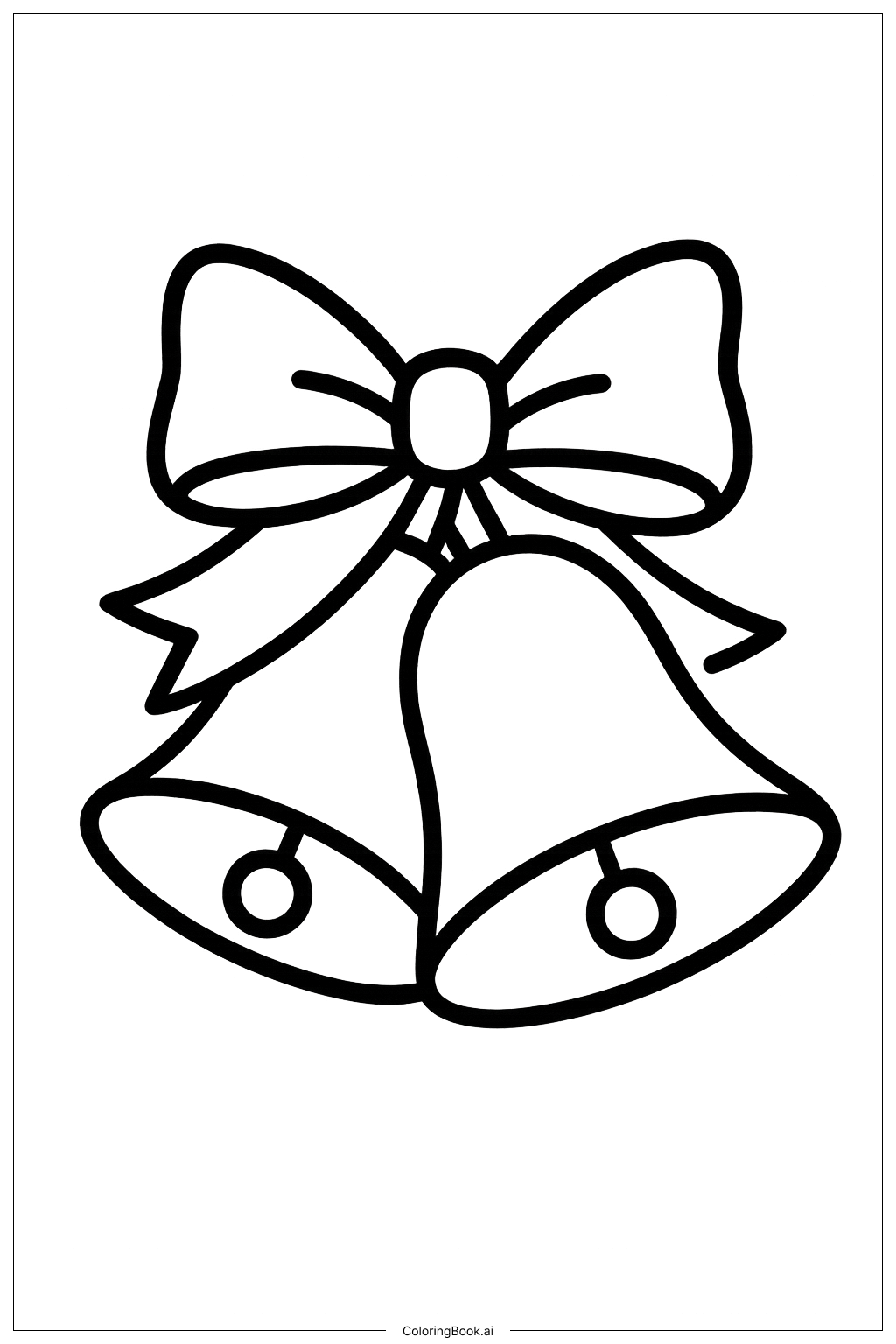  Página para colorear de Dos Campanas de Boda con una Cinta 