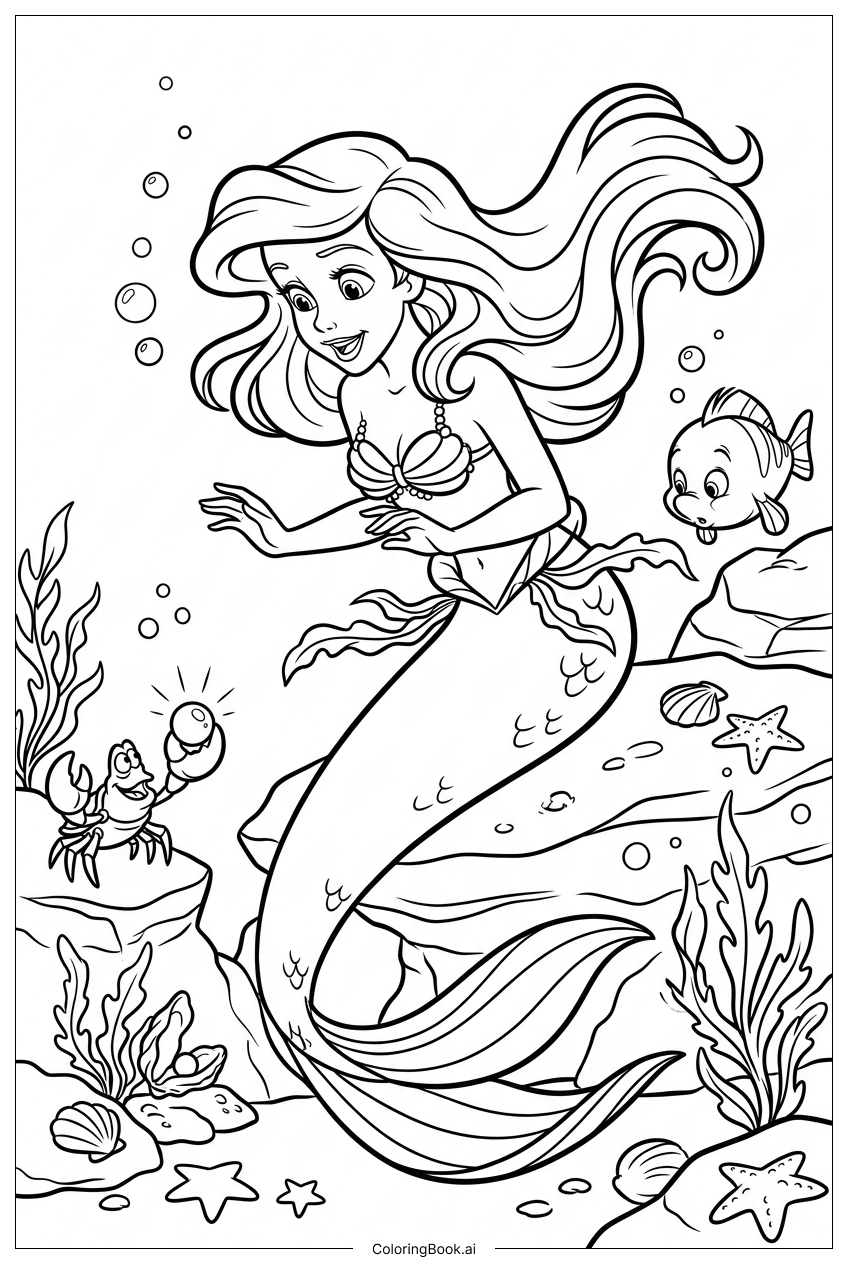  ディズニープリンセスと仲間たちの真珠の冒険の塗り絵ページ 