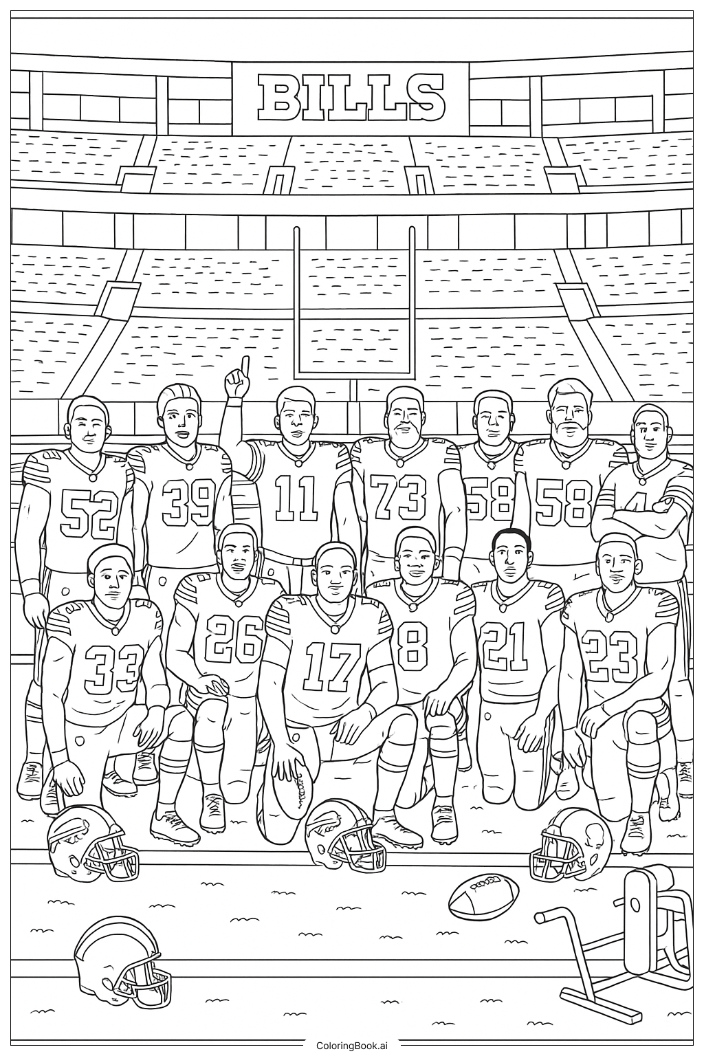  Trang tô màu Toàn bộ đội bóng Buffalo Bills 