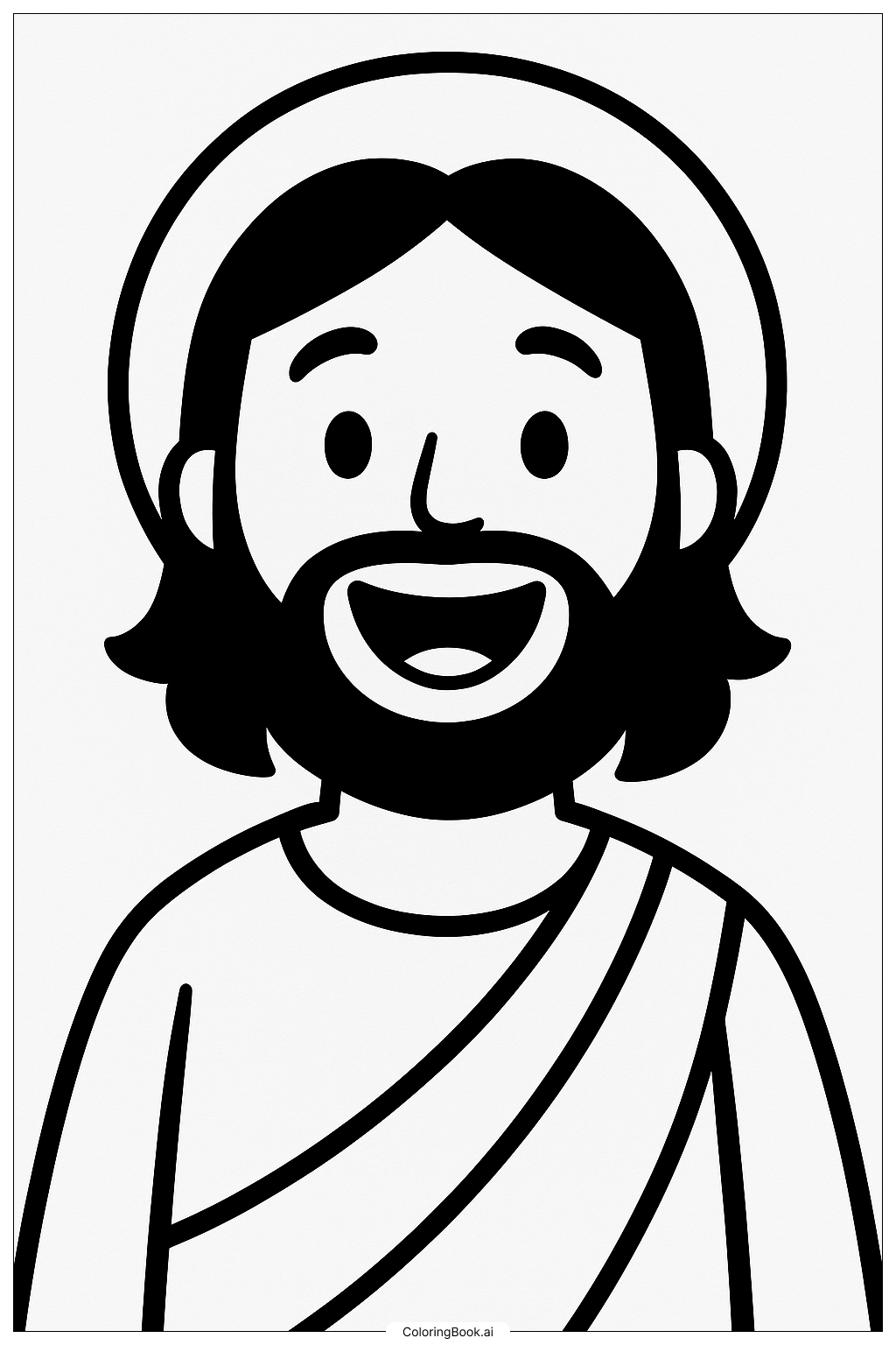  Página para colorear de Retrato fácil de Jesús sonriente 