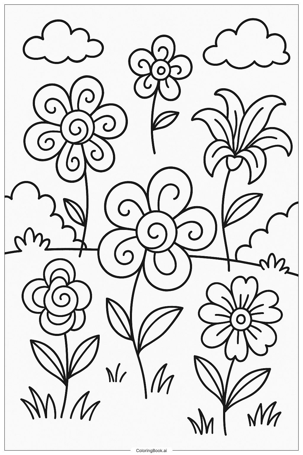  Trang tô màu Những Bông Hoa Ảo Diệu Trong Khu Vườn 