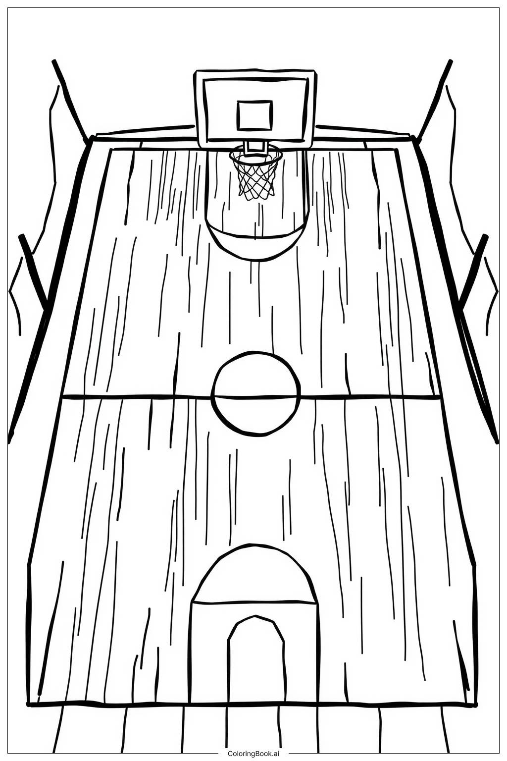  Página para colorear de líneas de la cancha de baloncesto 