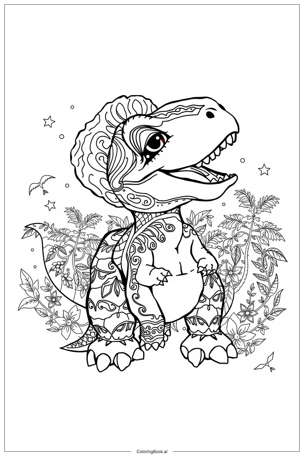  Baby Dinosaur Smile Coloring Page 