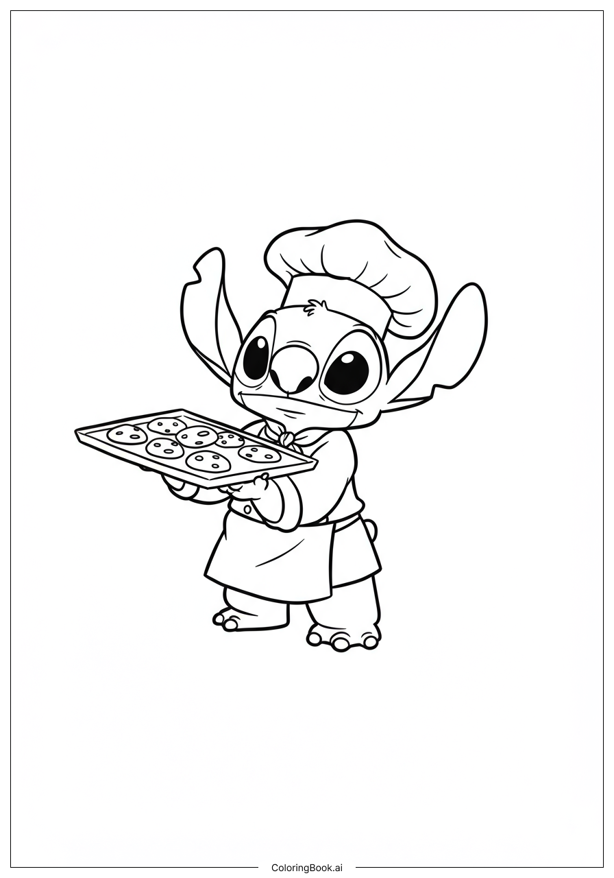  Stitch dressed as a chef Coloring Page 