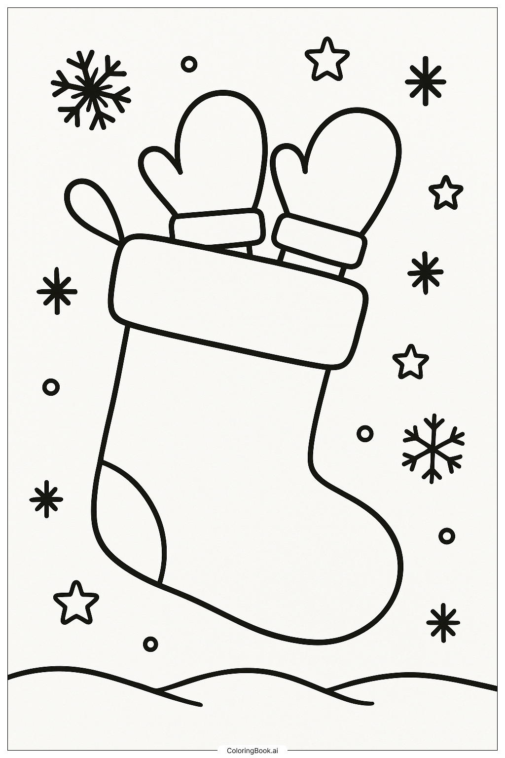  Stocking With Mittens Inside填色页 