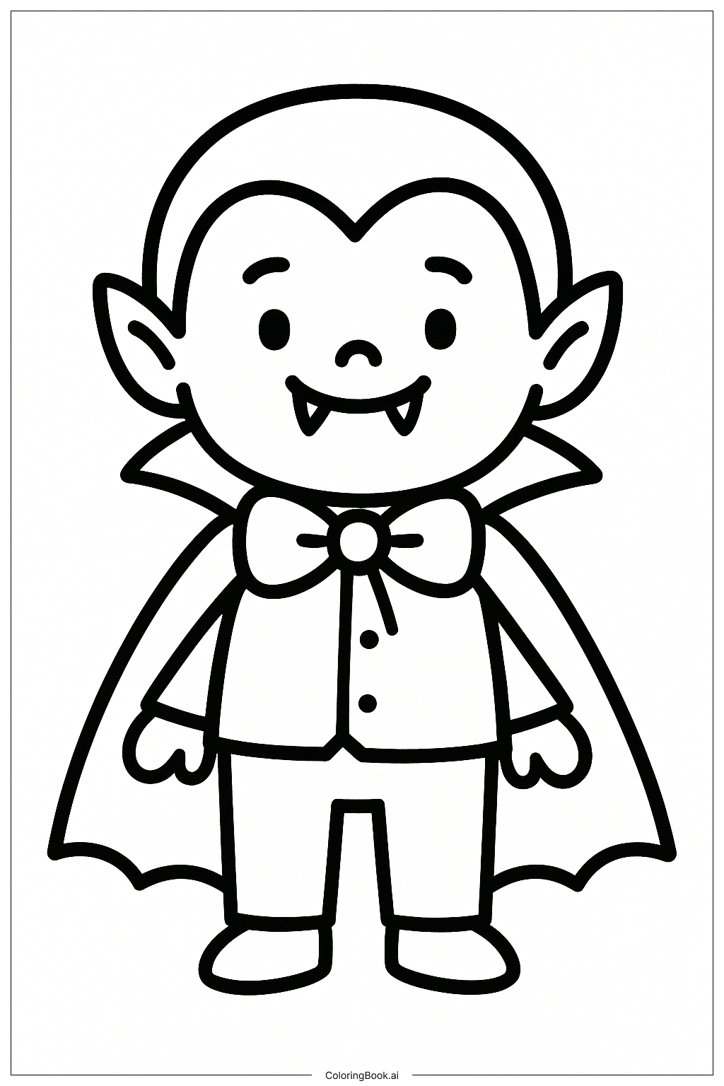 Página para colorir de Menino Vampiro Com Gravata Borboleta