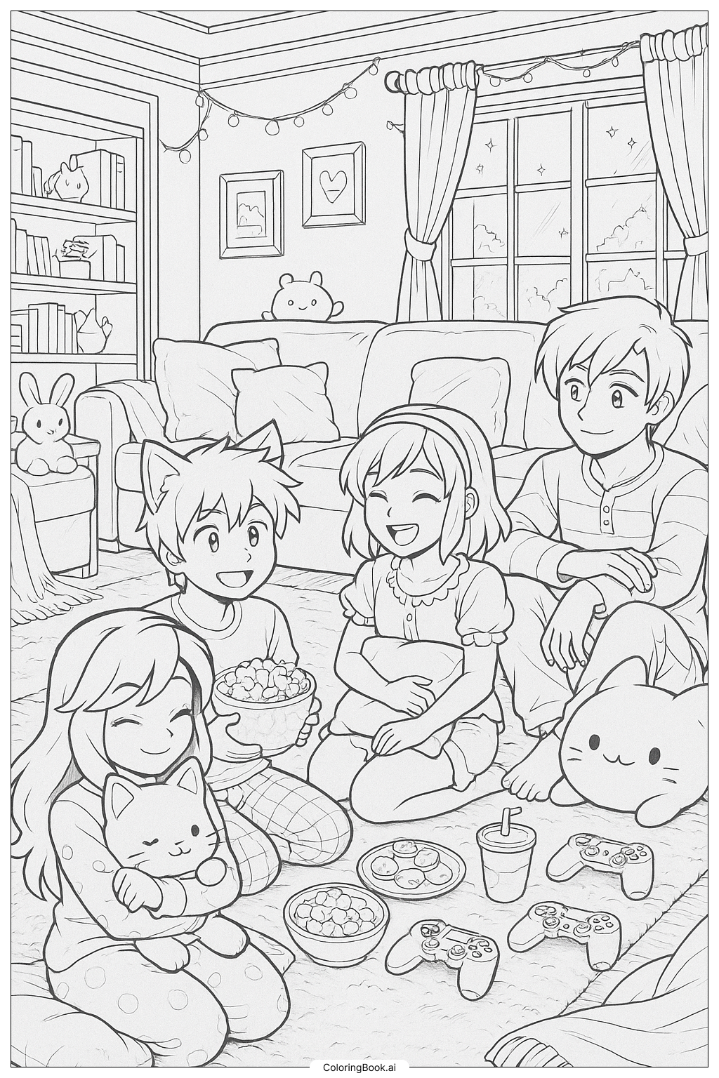  Aphmau's MyStreet Slumber Party Scene Coloring Page 