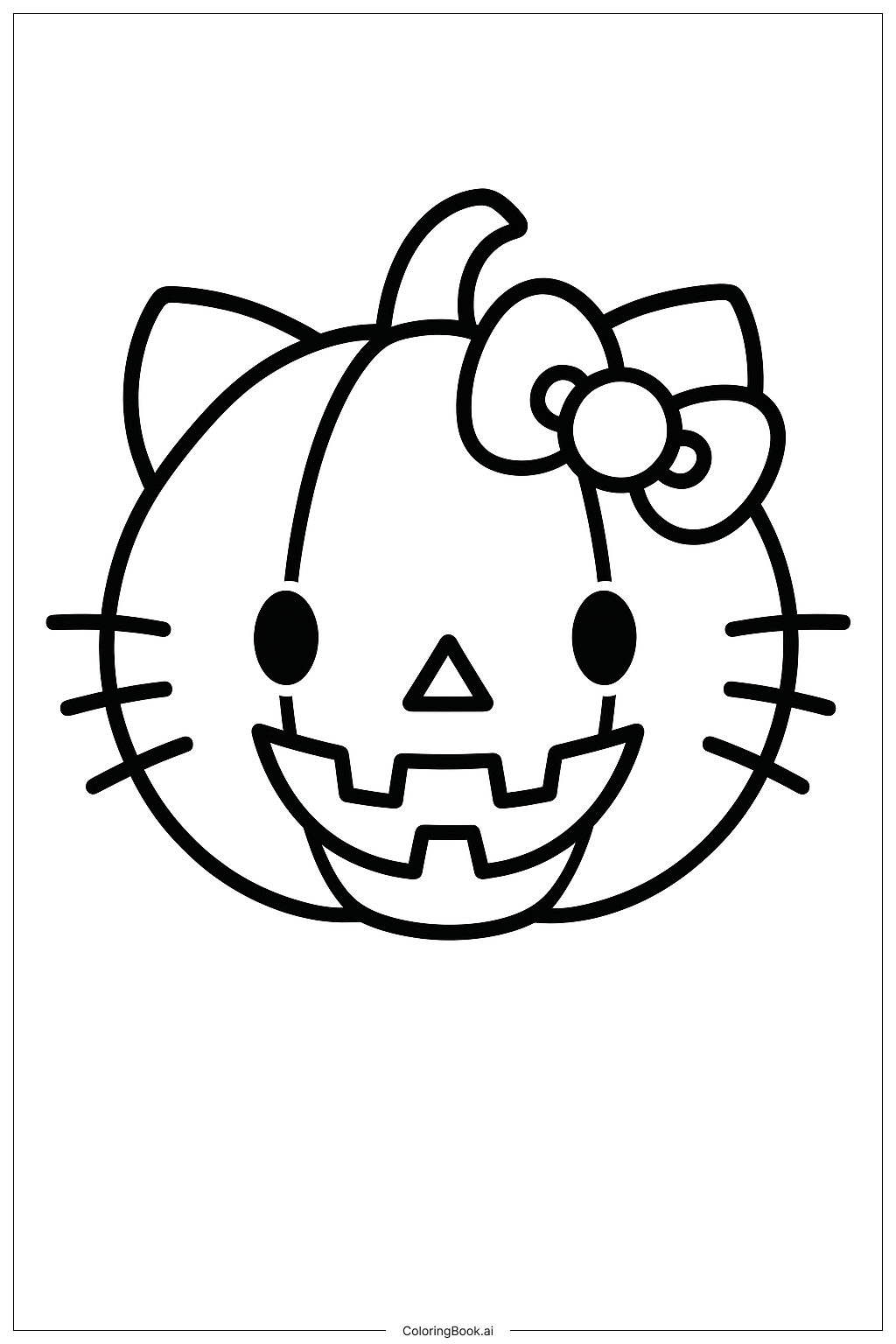  Trang tô màu Một quả bí ngô Jack-o-lantern Hello Kitty lớn 