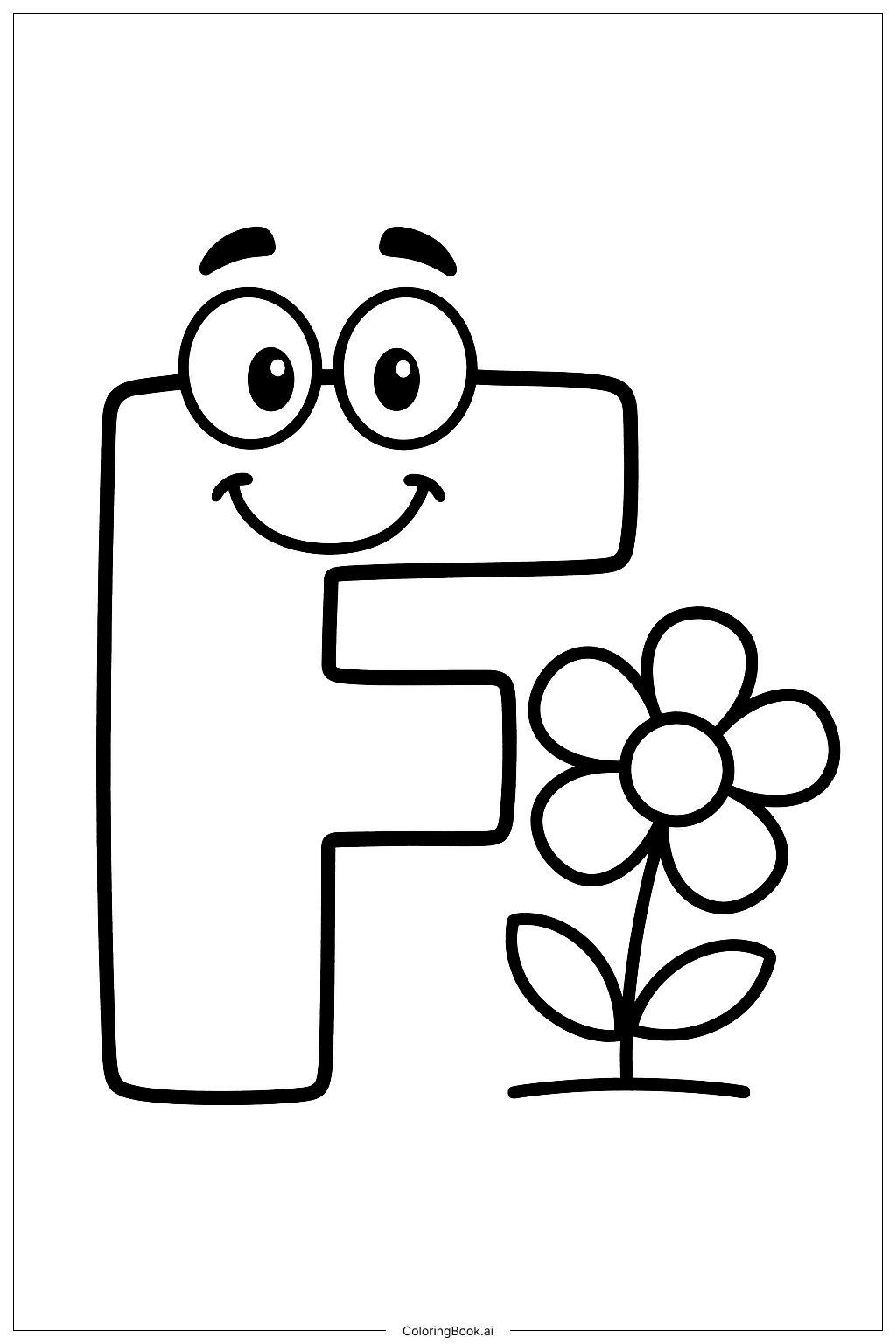  친근한 알파벳 F와 꽃 색칠공부 페이지 