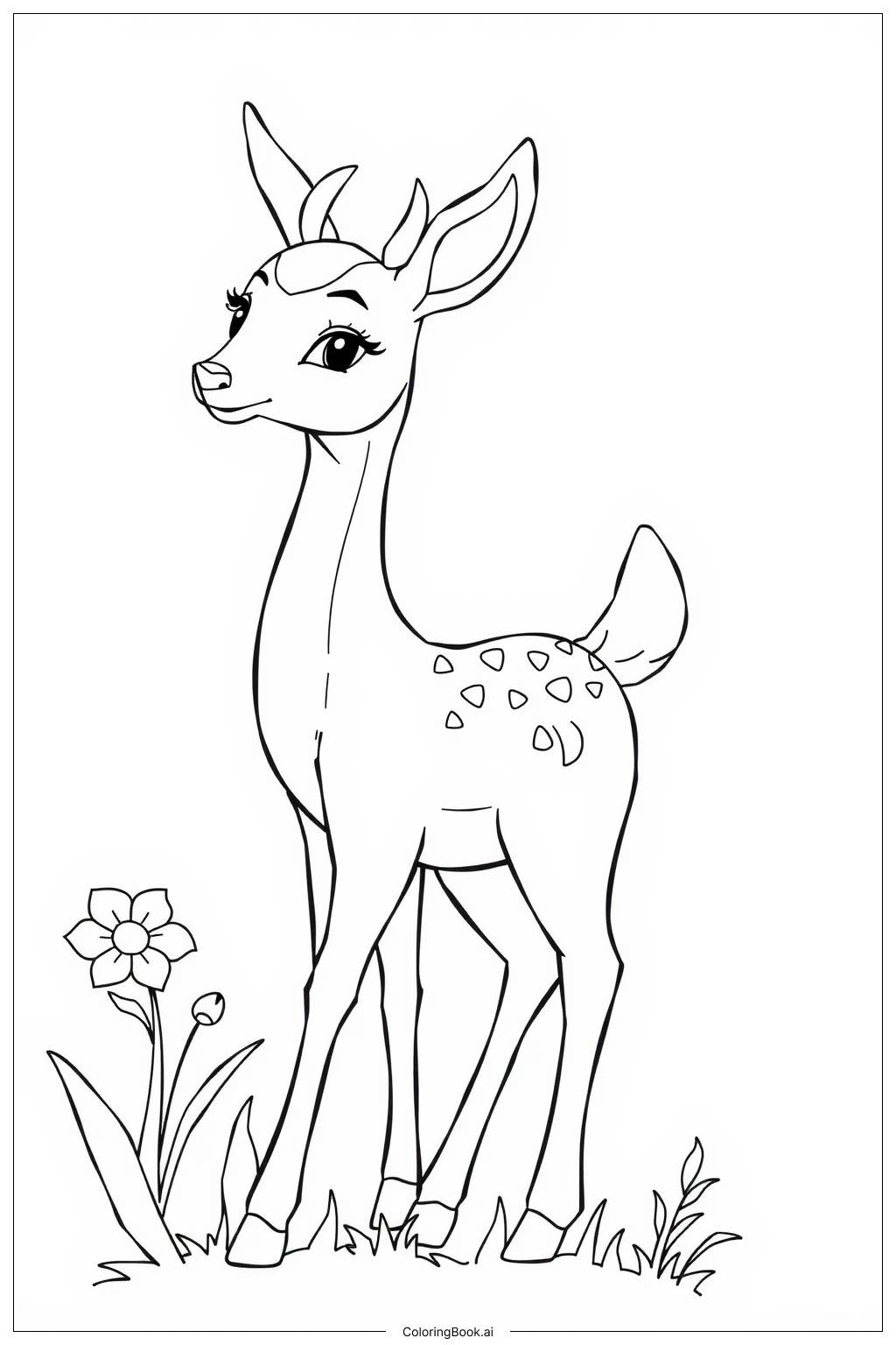  Page de coloriage Portrait de cerf à queue longue 