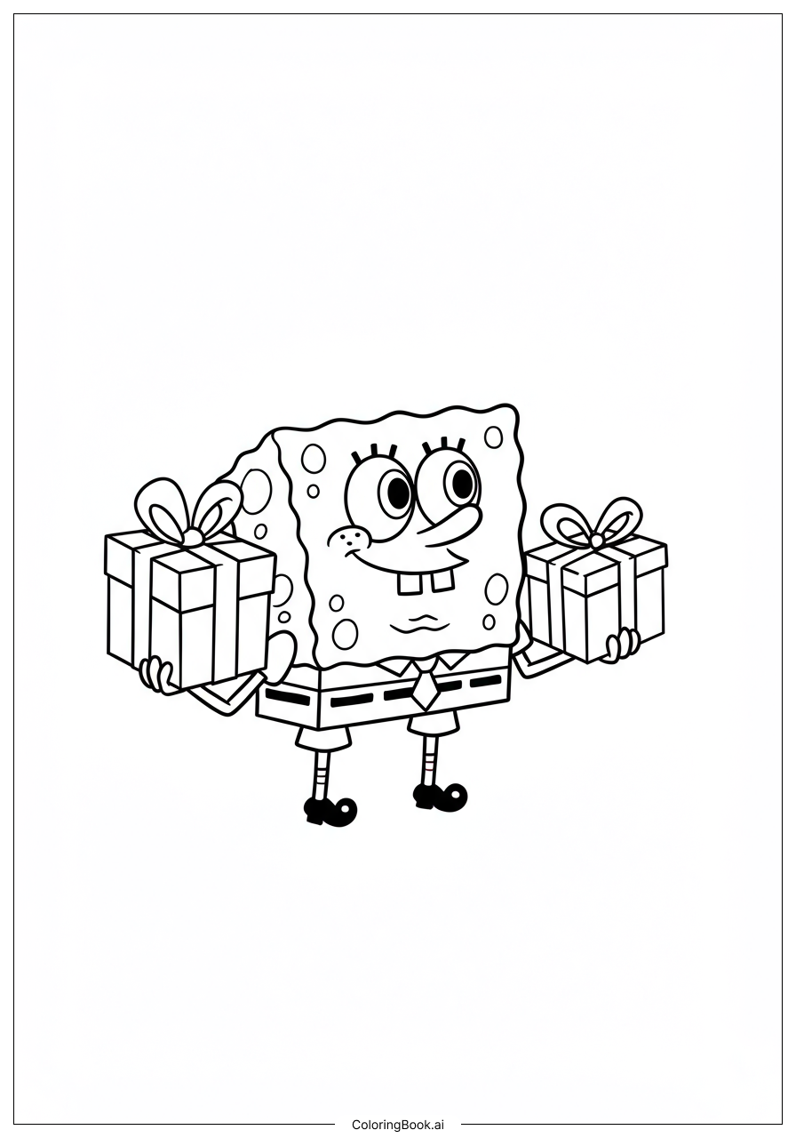  SpongeBob Feiertagsgeschenke Ausliefern Ausmalseite 