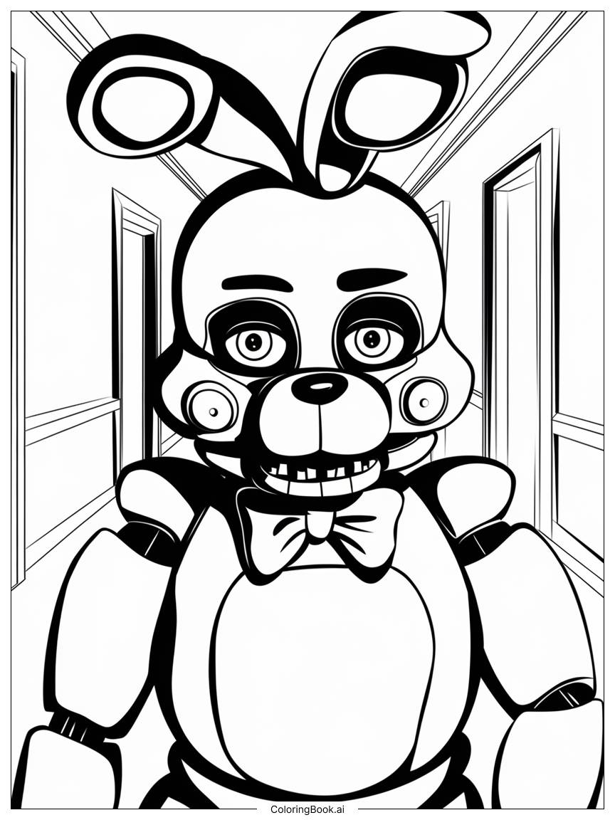  five nights at freddy animatronics in a night watch Coloring Page 