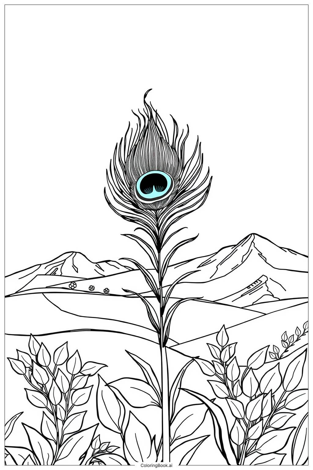  single peacock feather Coloring Page 