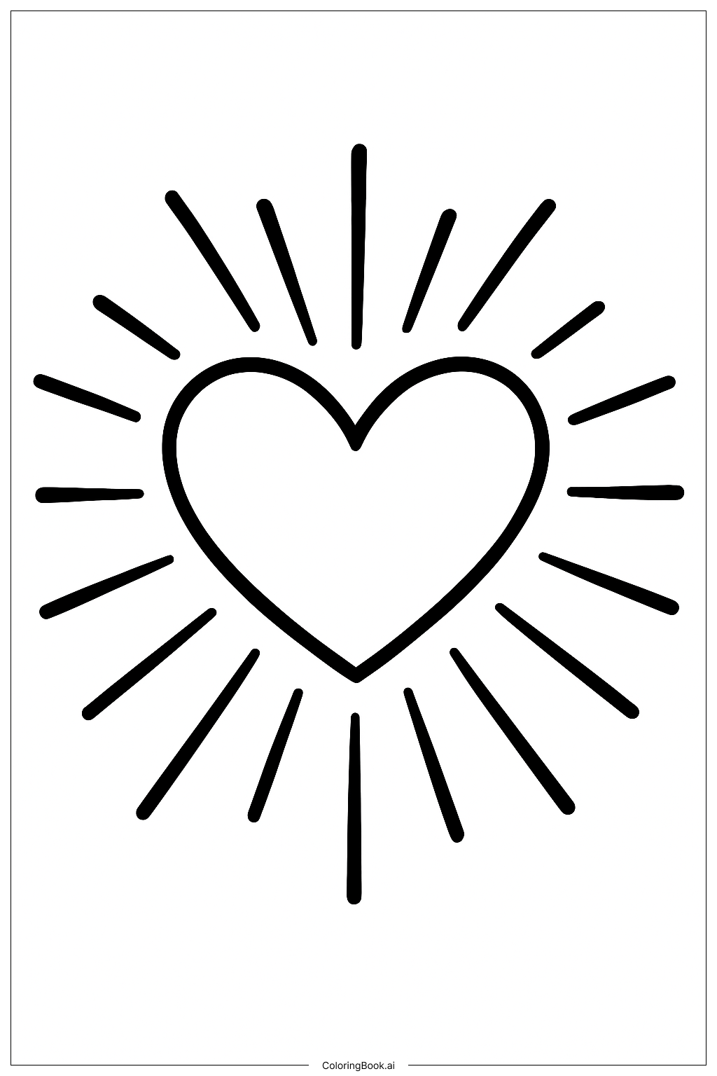 Heart Shaped Firework Coloring Page