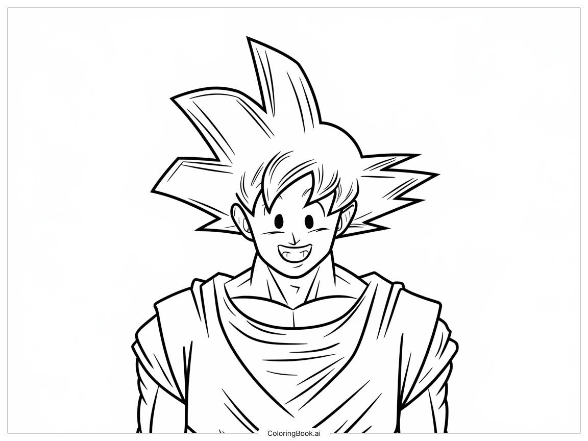  Página para colorear de Goku sonriendo 