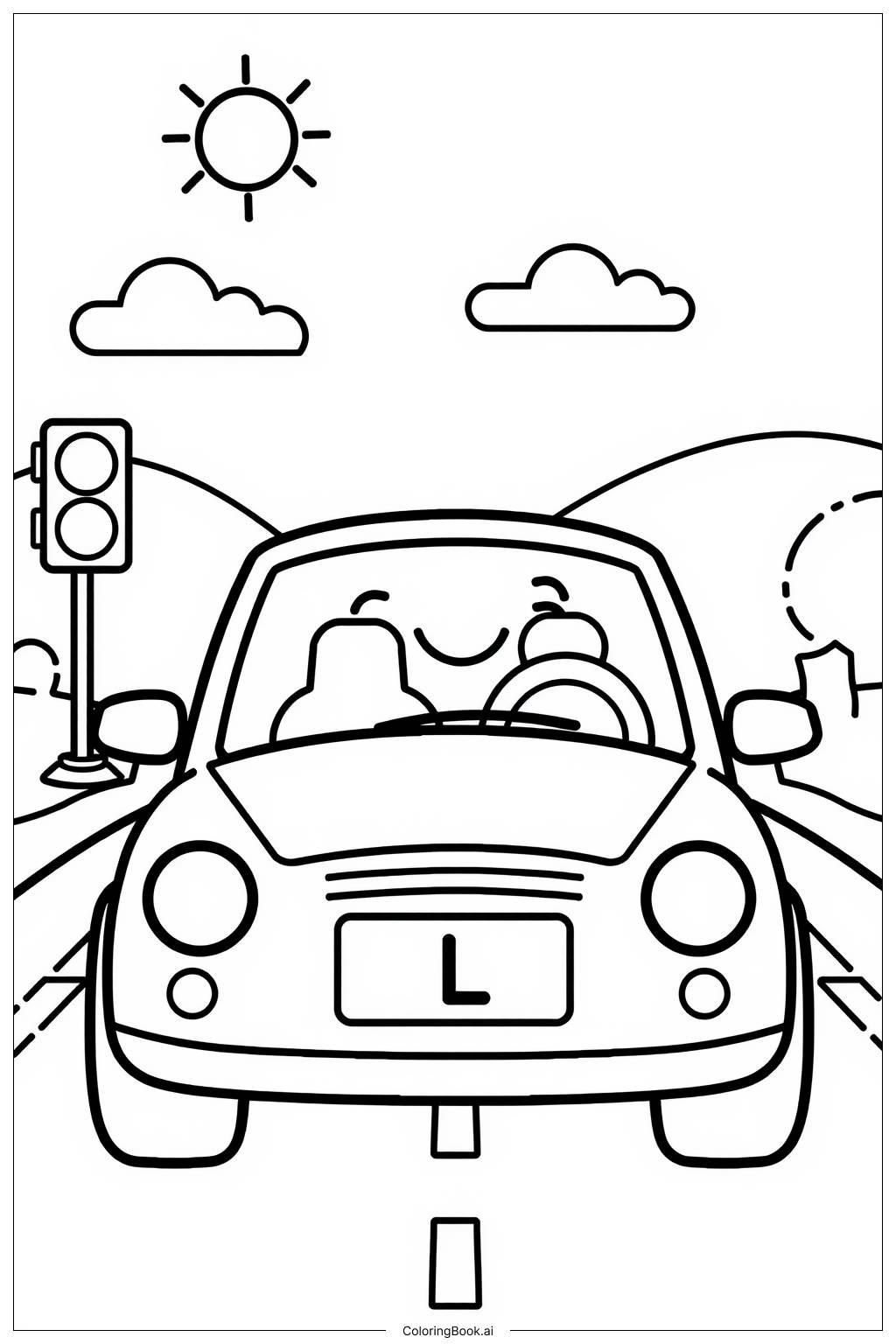  First Drive Adventure Coloring Page 