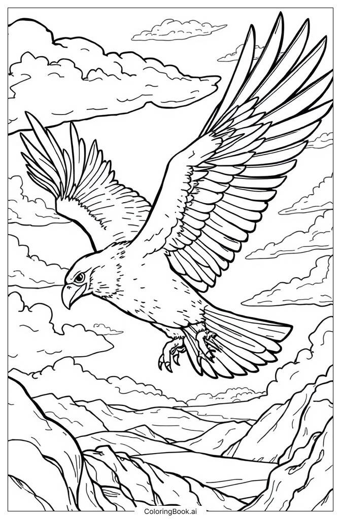  Big Bird Flying Coloring Page 